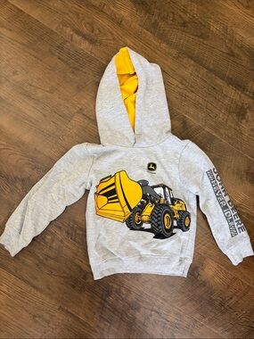 John Deere Gray & Yellow Kids Hoodie with Loader Graphic